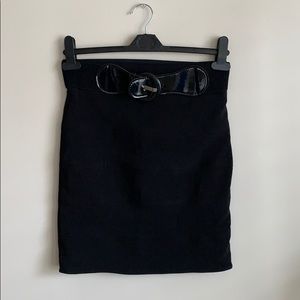 Black mini skirt with belt